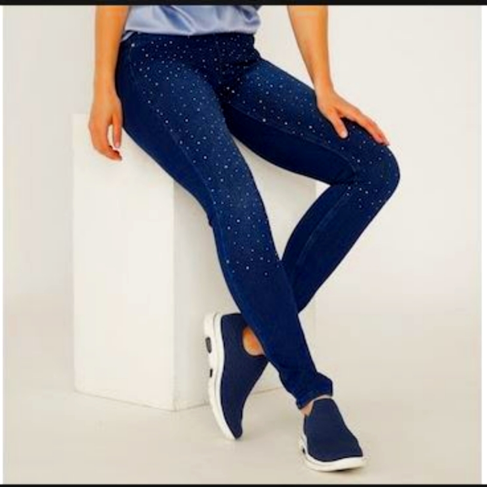 Celestial Blue stretch Jeans with embellishments